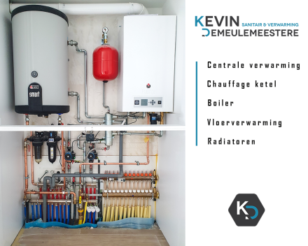 Centrale verwarming met chauffage ketel en boiler voor aansturing vloerverwarming en radiatoren. Sanitair en Centrale verwarming Kevin Demeulemeestere is het adres!